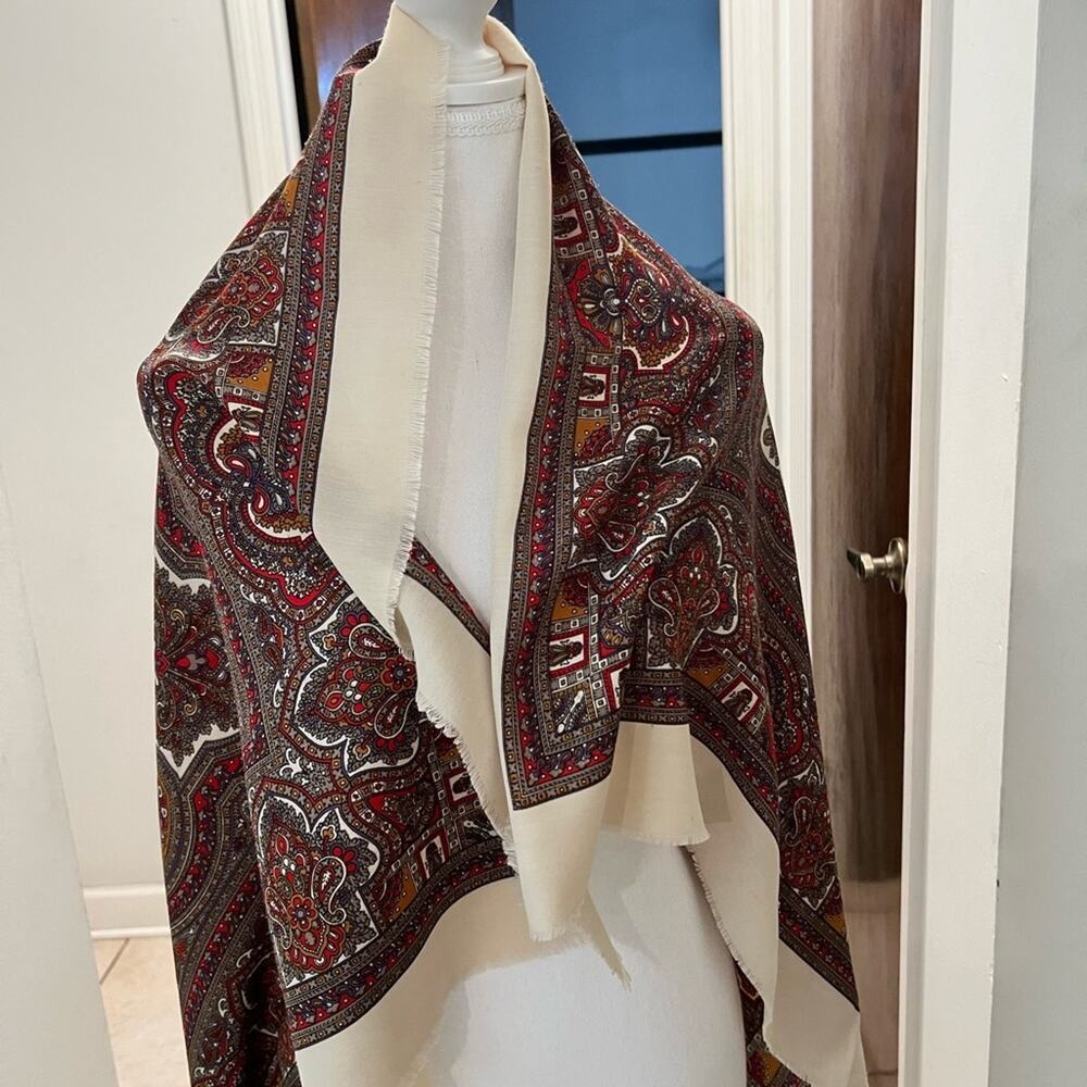 Gim Renoir paisley print scarf vintage fringed size 44 x 44